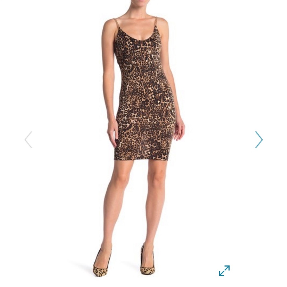 Bebe Chain Strap Cheetah Print Dress